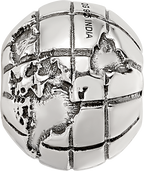 Sterling Silver Reflections Antiqued Globe Pattern Bead