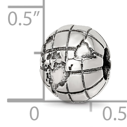 Sterling Silver Reflections Antiqued Globe Pattern Bead