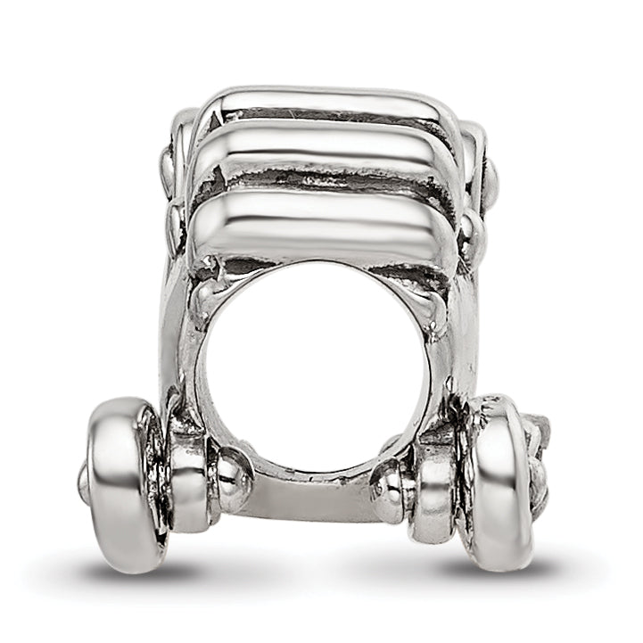 Sterling Silver Reflections Antiqued Baby Carriage Moveable Wheels Bead