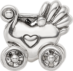 Sterling Silver Reflections Antiqued Baby Carriage Moveable Wheels Bead
