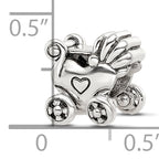 Sterling Silver Reflections Antiqued Baby Carriage Moveable Wheels Bead