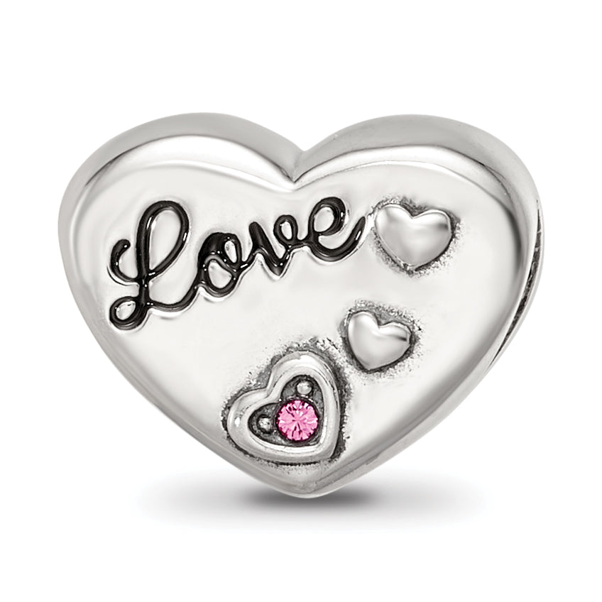 SS Reflections Antiqued Crystals Enamel Heart Bead