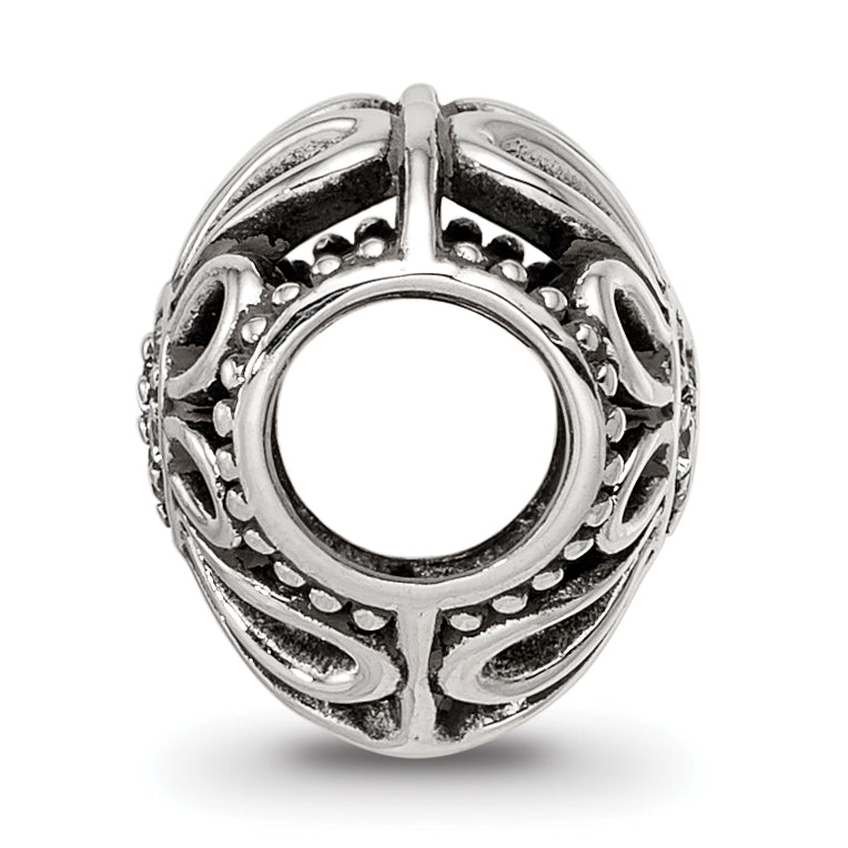 Sterling Silver Reflections Antiqued CZ Heart Bead Secondary image