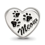 Sterling Silver Reflections Enamel Meow Paw Print Heart Bead