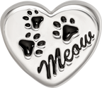 Sterling Silver Reflections Enamel Meow Paw Print Heart Bead