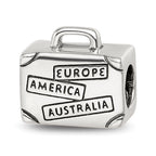 Sterling Silver Reflections Antiqued Enamel I Heart To Travel Suitcase Bead