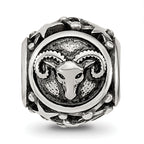 Sterling Silver Reflections Antiqued Zodiac Aries Bead