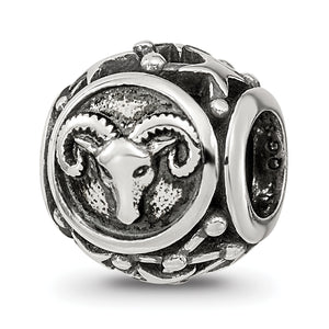 Reflection Beads Sterling Silver Antiqued Zodiac Aries Bead - Sophia Jewelers