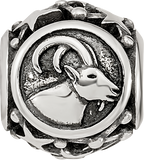 Sterling Silver Reflections Antiqued Zodiac Capricorn Bead