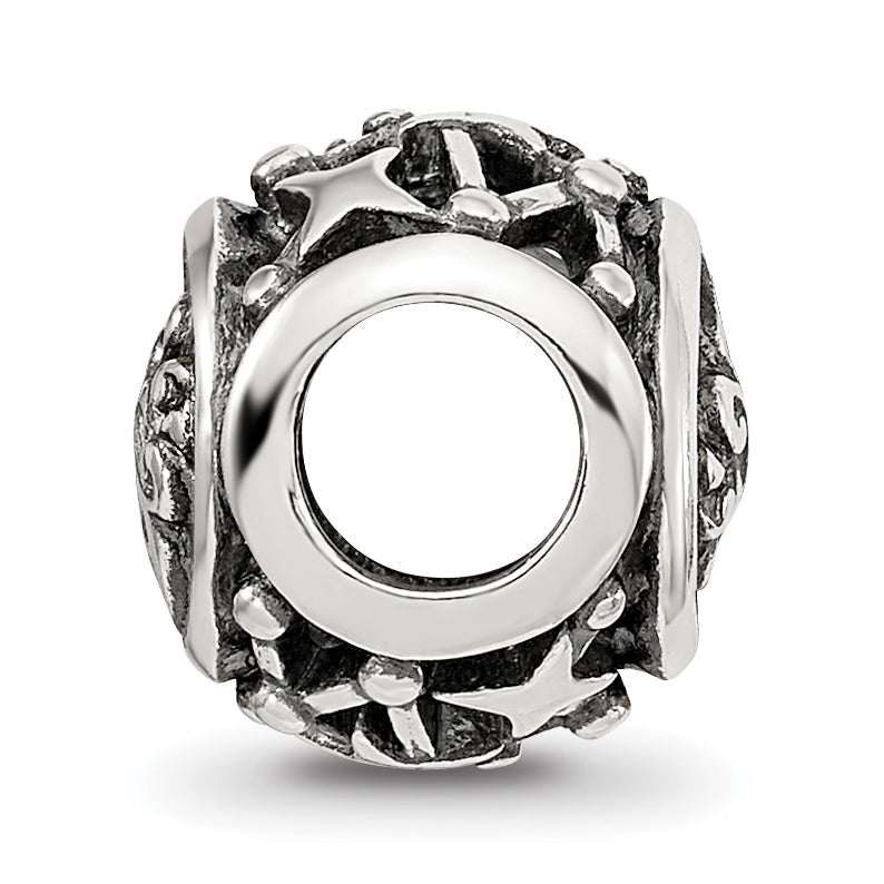 Sterling Silver Reflections Antiqued Zodiac Aquarius Bead