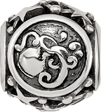 Sterling Silver Reflections Antiqued Zodiac Aquarius Bead