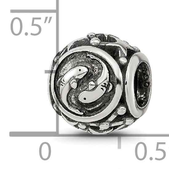 Sterling Silver Reflections Antiqued Zodiac Pisces Bead