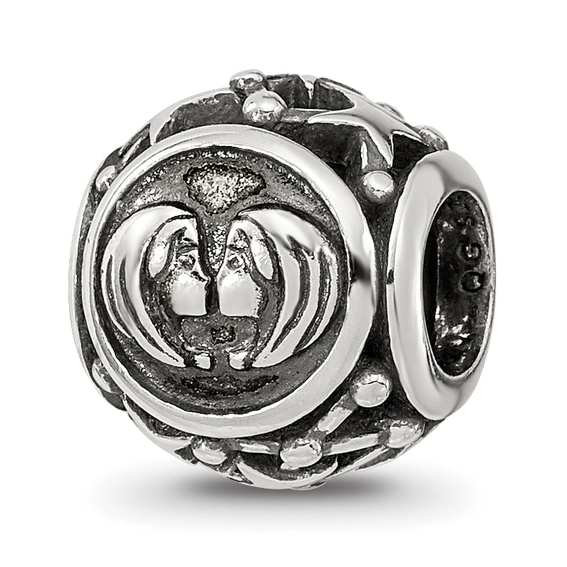 Sterling Silver Reflections Antiqued Zodiac Gemini Bead Main image