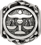 Sterling Silver Reflections Antiqued Zodiac Libra Bead