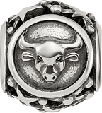 Sterling Silver Reflections Antiqued Zodiac Taurus Bead