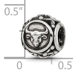 Sterling Silver Reflections Antiqued Zodiac Taurus Bead