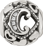 Sterling Silver Reflections CZ Letter C Bead