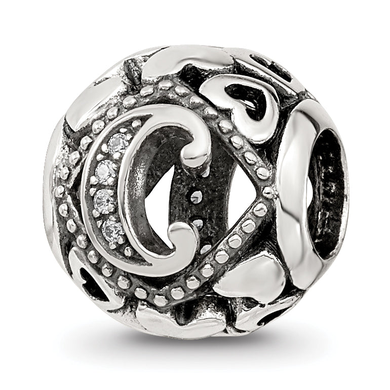 Sterling Silver Reflections CZ Letter C Bead Main image