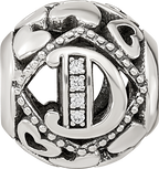 Sterling Silver Reflections CZ Letter D Bead