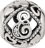 Sterling Silver Reflections CZ Letter E Bead