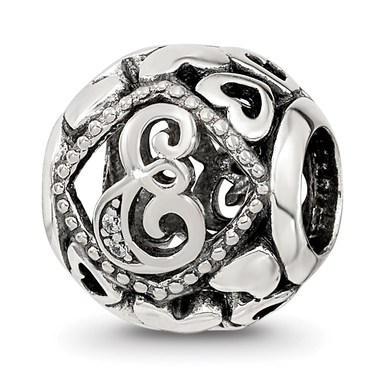 Sterling Silver Reflections CZ Letter E Bead Main image