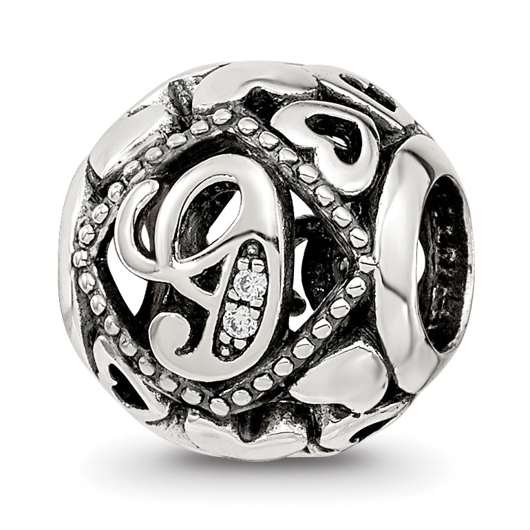 Sterling Silver Reflections CZ Letter G Bead Main image