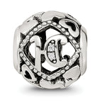 Sterling Silver Reflections CZ Letter H Bead