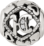 Sterling Silver Reflections CZ Letter H Bead