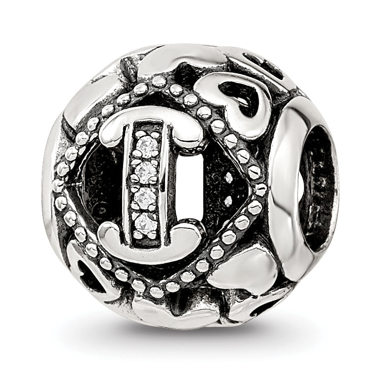Sterling Silver Reflections CZ Letter I Bead Main image