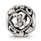 Sterling Silver Reflections CZ Letter K Bead