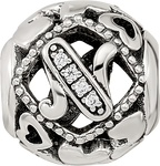 Sterling Silver Reflections CZ Letter N Bead