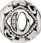 Sterling Silver Reflections CZ Letter O Bead