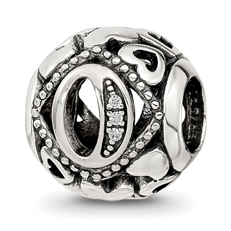 Sterling Silver Reflections CZ Letter O Bead Main image