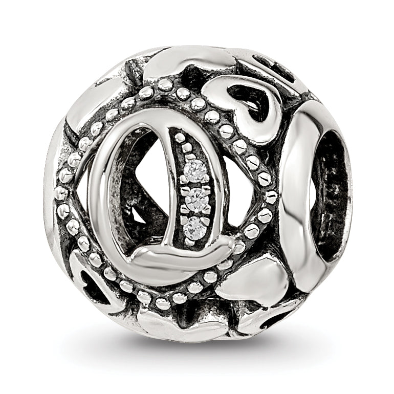 Sterling Silver Reflections CZ Letter Q Bead Main image