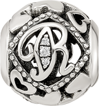 Sterling Silver Reflections CZ Letter R Bead