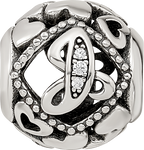 Sterling Silver Reflections CZ Letter J Bead