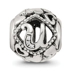 Sterling Silver Reflections CZ Letter U Bead