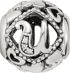 Sterling Silver Reflections CZ Letter U Bead