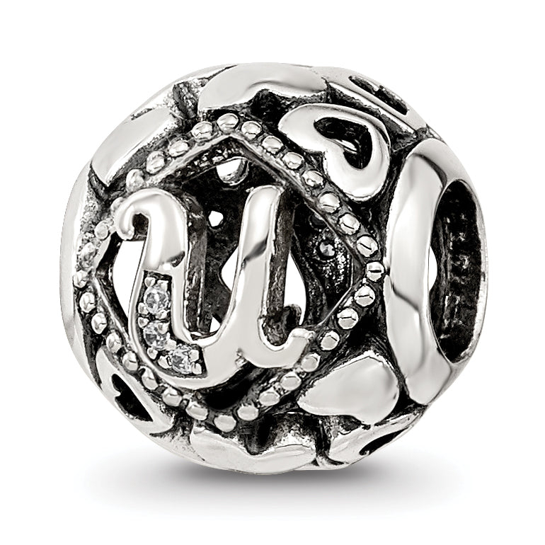 Sterling Silver Reflections CZ Letter U Bead Main image