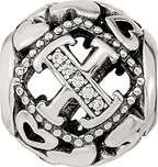 Sterling Silver Reflections CZ Letter X Bead