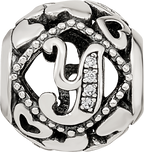 Sterling Silver Reflections CZ Letter Y Bead