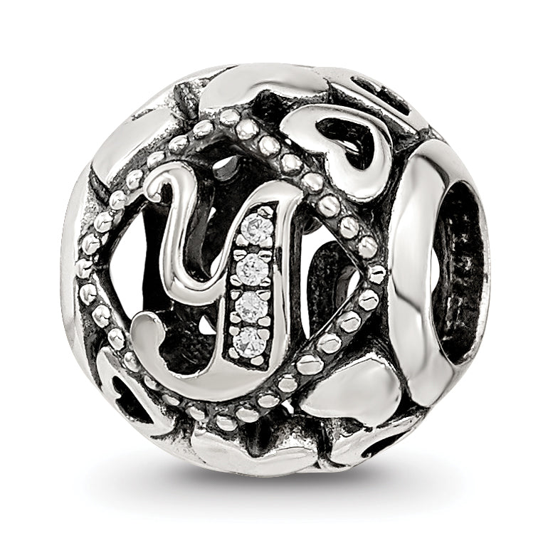 Sterling Silver Reflections CZ Letter Y Bead Main image