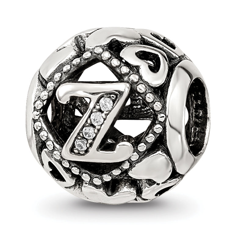 Sterling Silver Reflections CZ Letter Z Bead Main image