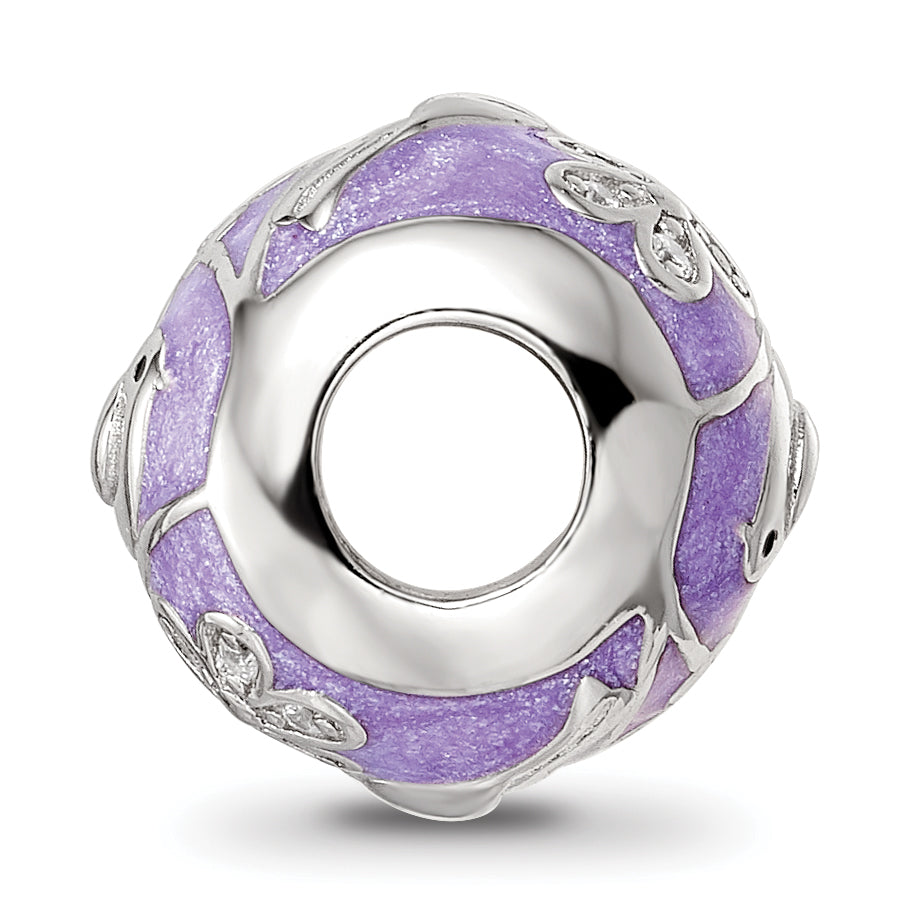Sterling Silver Reflections Rhodium-plated Enamel CZ Spring Theme Bead Secondary image