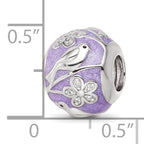 Sterling Silver Reflections Rhodium-plated Enamel CZ Spring Theme Bead