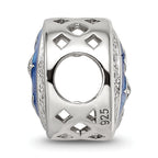 Sterling Silver Reflections Rhod-plated Enamel CZ Night Time Bead