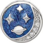 Sterling Silver Reflections Rhod-plated Enamel CZ Night Time Bead