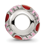 Sterling Silver Reflections Rhodium-plated Enameled Love Bead
