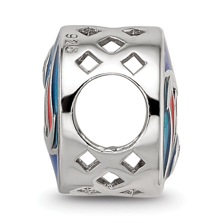 Sterling Silver Reflections Rhod-plated Enamel CZ Ocean Scene Bead Secondary image