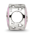 Sterling Silver Reflections Rhodium-plated Enamel CZ Flamingo Bead
